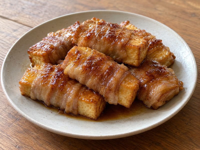 厚揚げの肉巻き照り焼きの完成イメージ