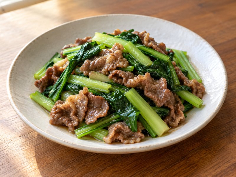 牛肉と小松菜のしょうが炒めの完成イメージ
