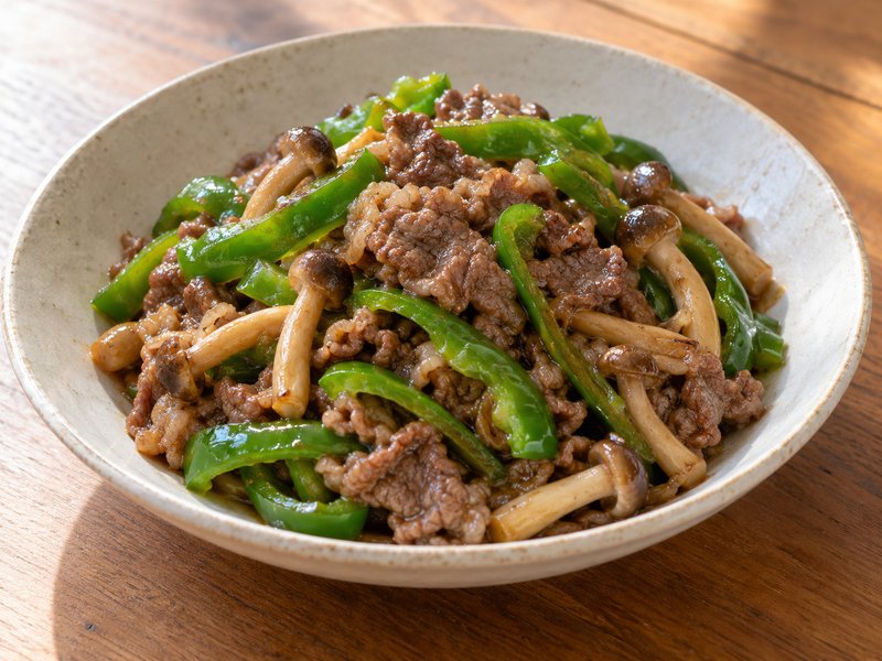 牛肉とピーマンのしぐれ炒めの完成イメージ