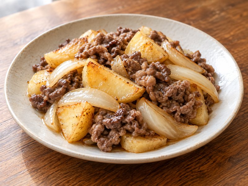 牛肉とじゃがいものバター炒めの完成イメージ