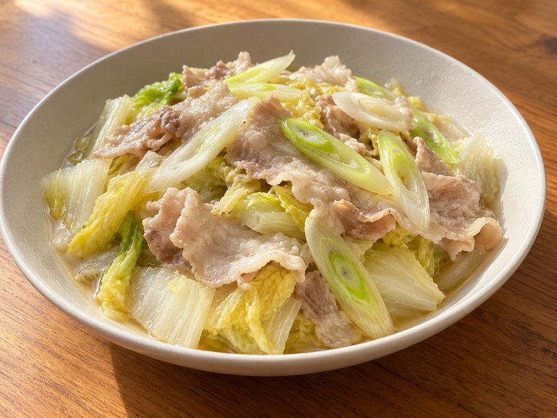 豚バラと白菜の中華レンジ蒸しの完成イメージ