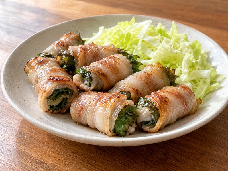 豚バラの大葉巻き塩焼きの完成イメージ