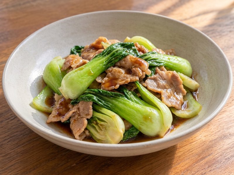 チンゲン菜と豚肉のオイスター炒めの完成イメージ