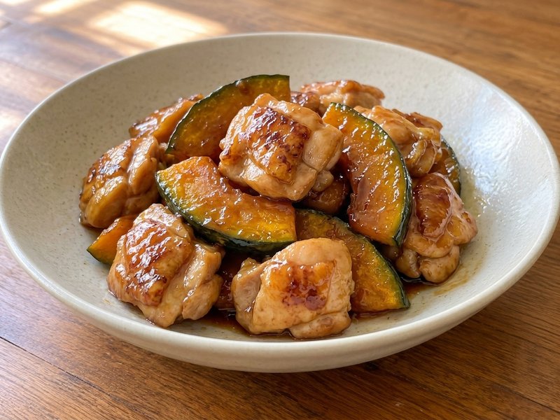 鶏ももとかぼちゃの甘辛焼きの完成イメージ