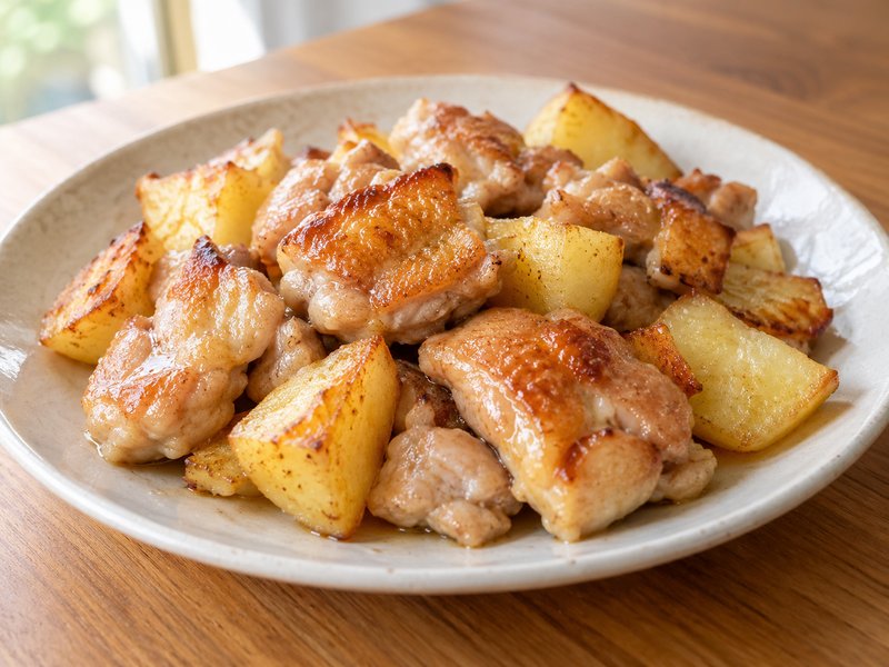 鶏ももとじゃがいものガーリック焼きの完成イメージ