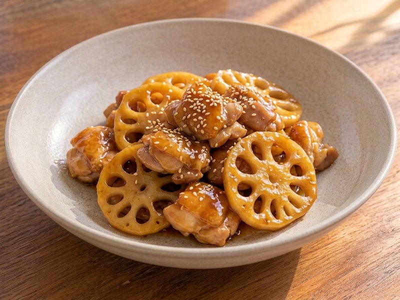 鶏むねとれんこんの甘酢炒めの完成イメージ