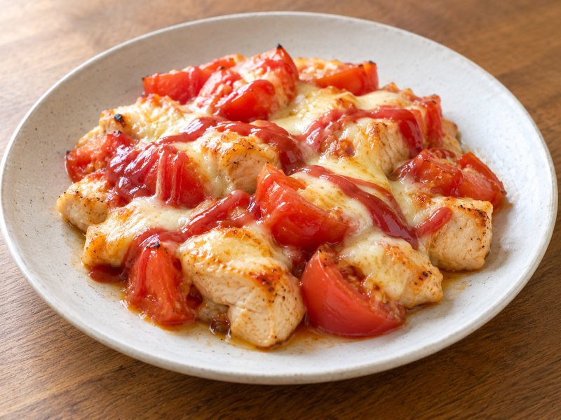 鶏むねのトマトチーズ焼きの完成イメージ