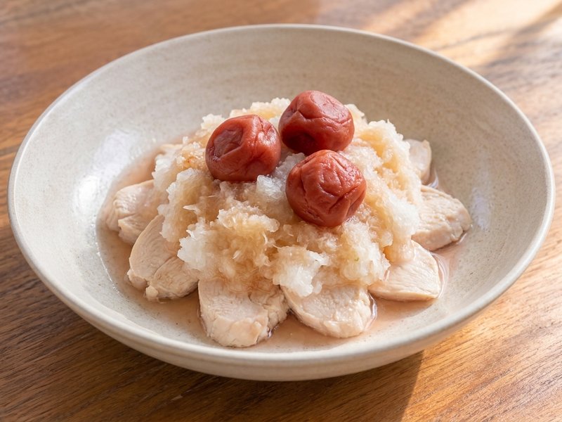 鶏むねの梅おろしだれの完成イメージ