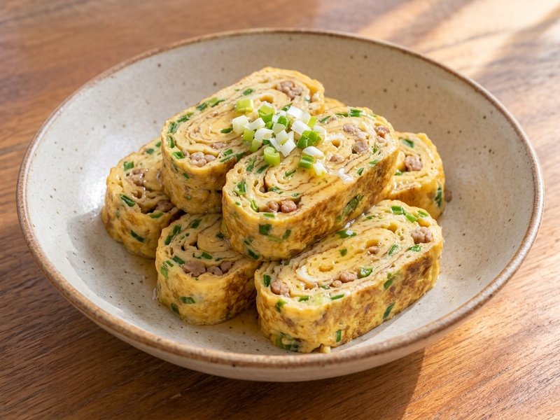 鶏ひき肉とねぎの中華卵焼きの完成イメージ