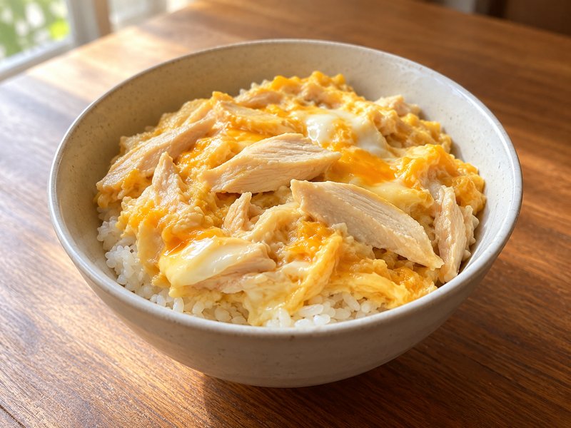 サラダチキンの卵とじ丼の完成イメージ