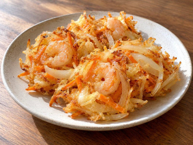 えびと玉ねぎのかき揚げ(揚げ焼き)の完成イメージ