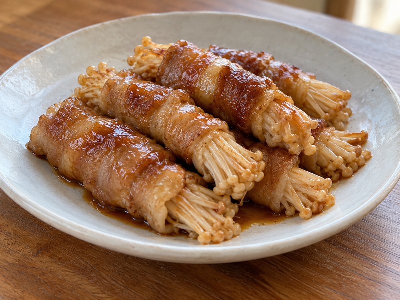 えのきの豚肉巻き照り焼きの完成イメージ