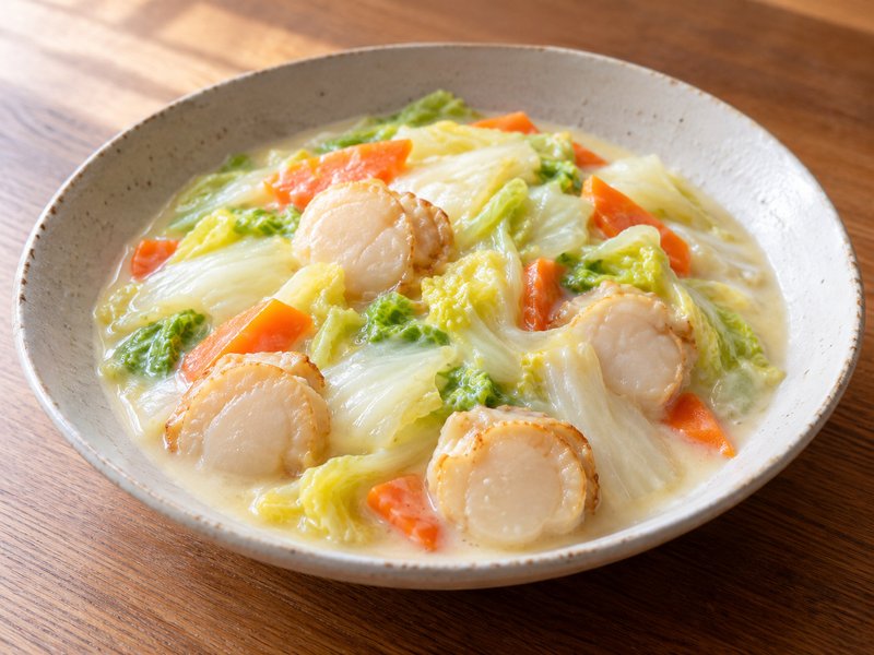 白菜とほたての中華クリーム煮の完成イメージ