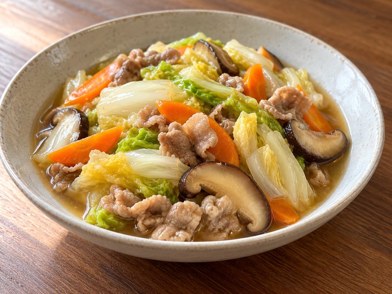 白菜と豚肉のうま煮の完成イメージ