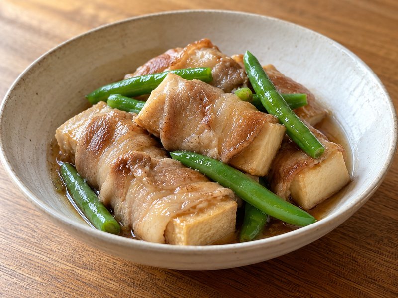 高野豆腐の豚肉巻き煮の完成イメージ