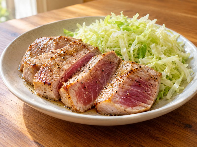 まぐろのレモン塩ステーキの完成イメージ