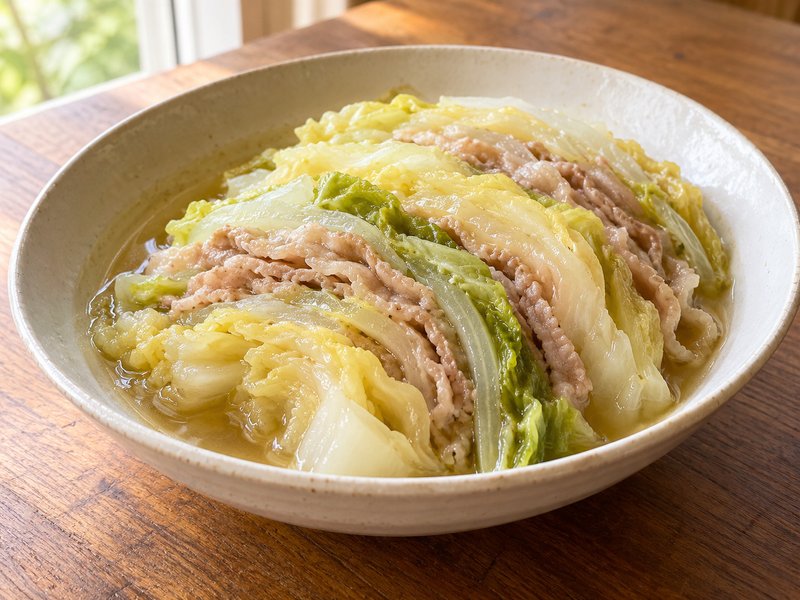 白菜と豚バラのミルフィーユ煮の完成イメージ