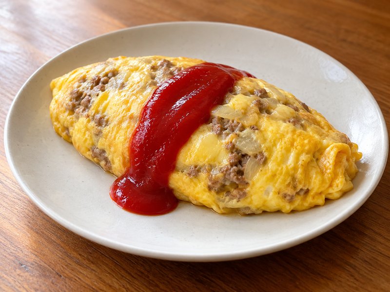 ひき肉入りオムレツの完成イメージ