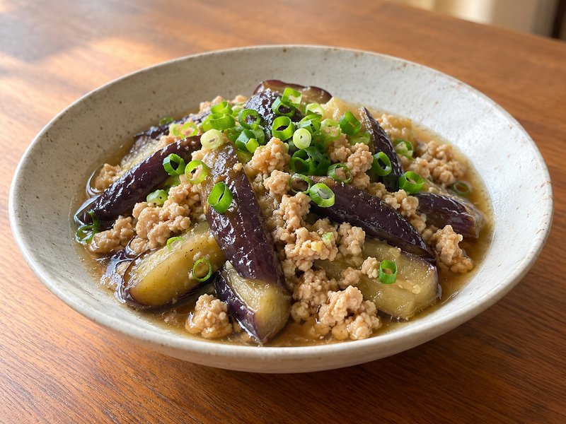 なすと鶏ひき肉の煮びたしの完成イメージ
