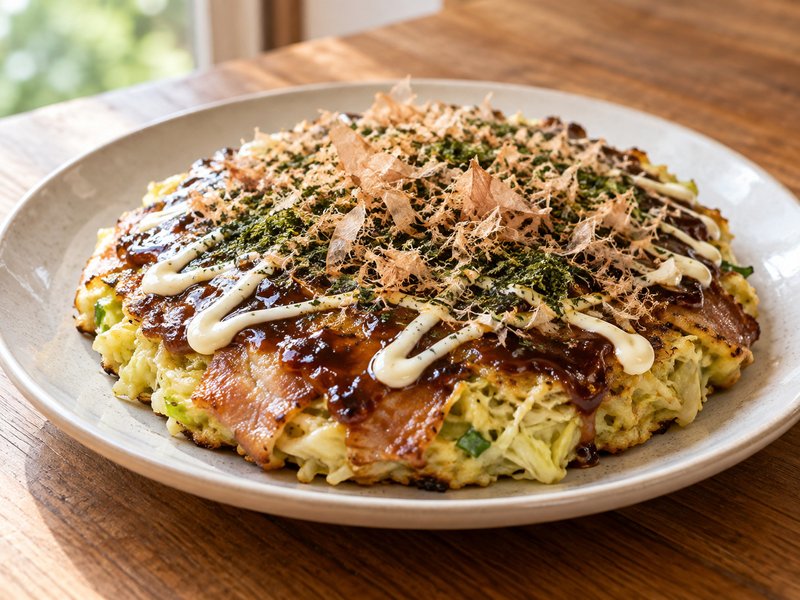 キャベツたっぷりお好み焼きの完成イメージ