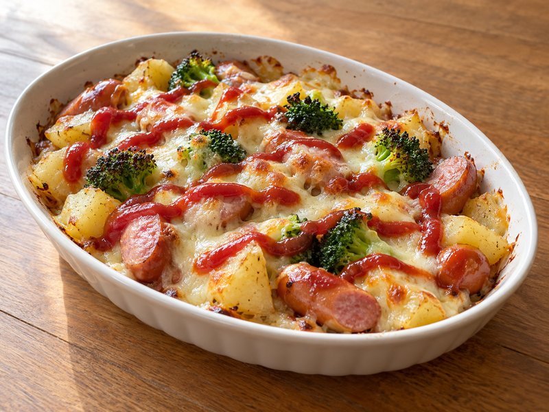ポテトとウインナーのチーズ焼きの完成イメージ