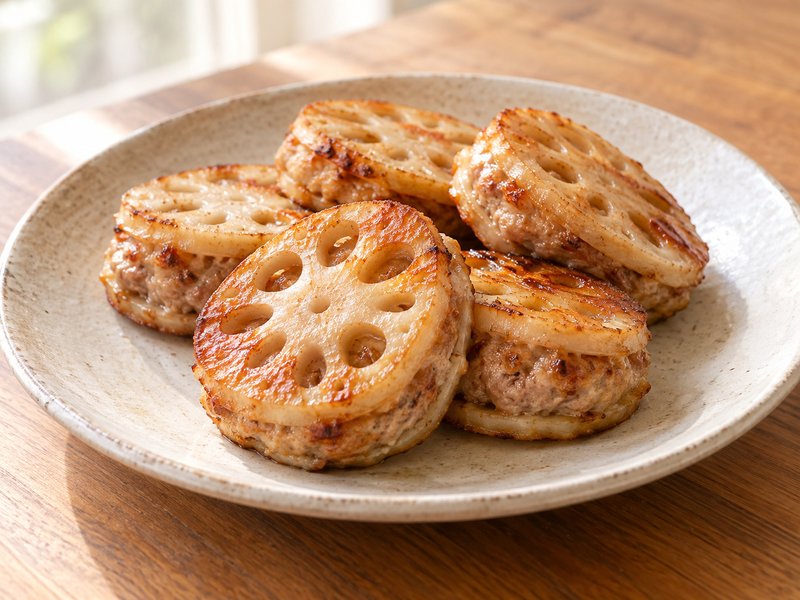 れんこんのはさみ焼きの完成イメージ