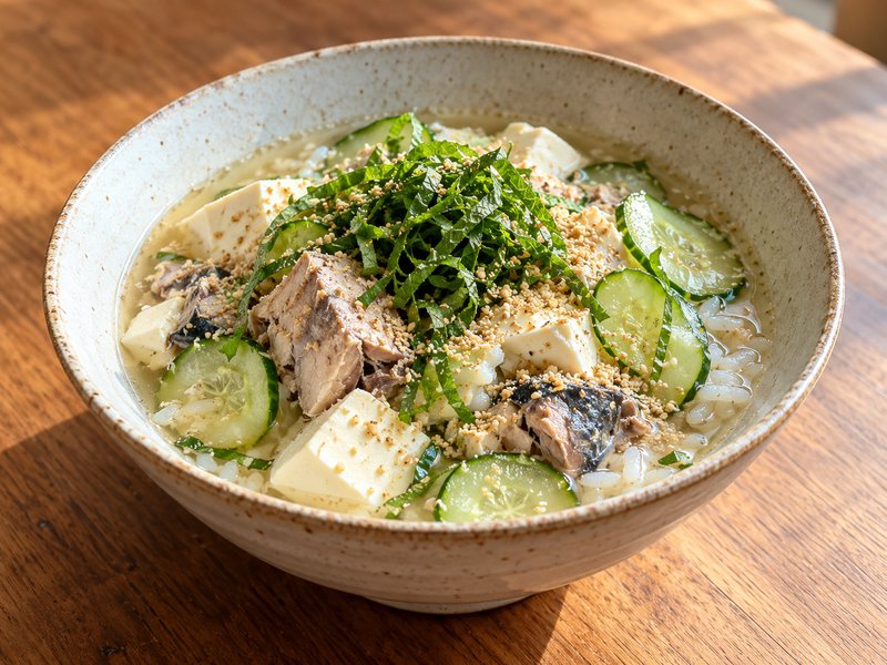 さば缶の冷や汁ごはんの完成イメージ