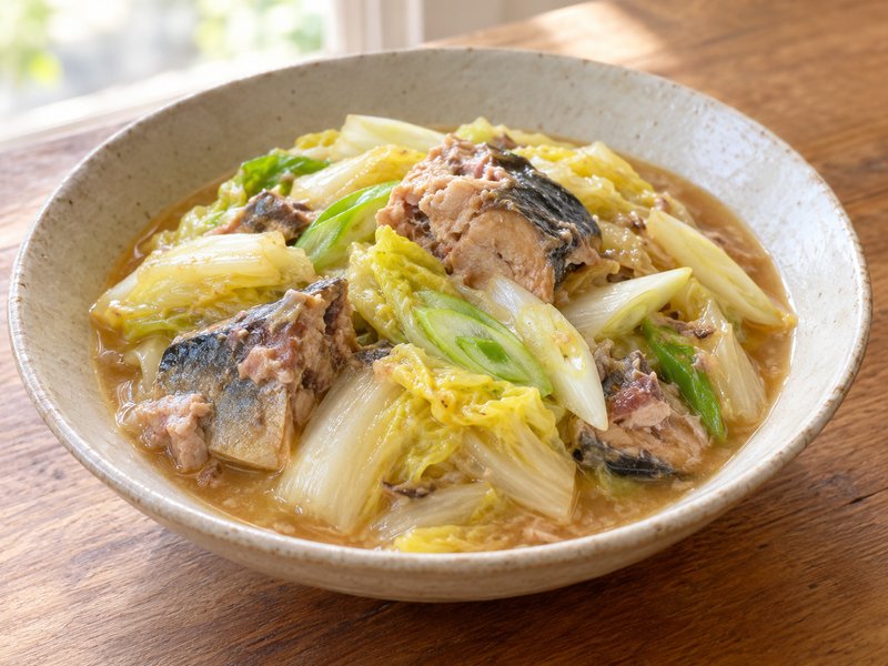 さば缶と白菜の味噌煮の完成イメージ