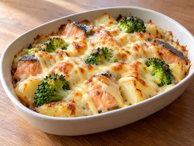 鮭とじゃがいものチーズ焼きの完成イメージ