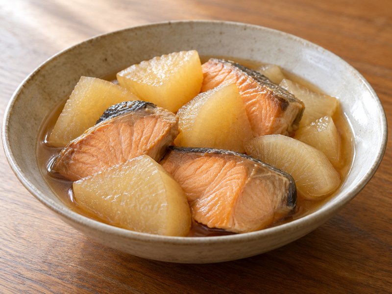 鮭と大根の煮物の完成イメージ