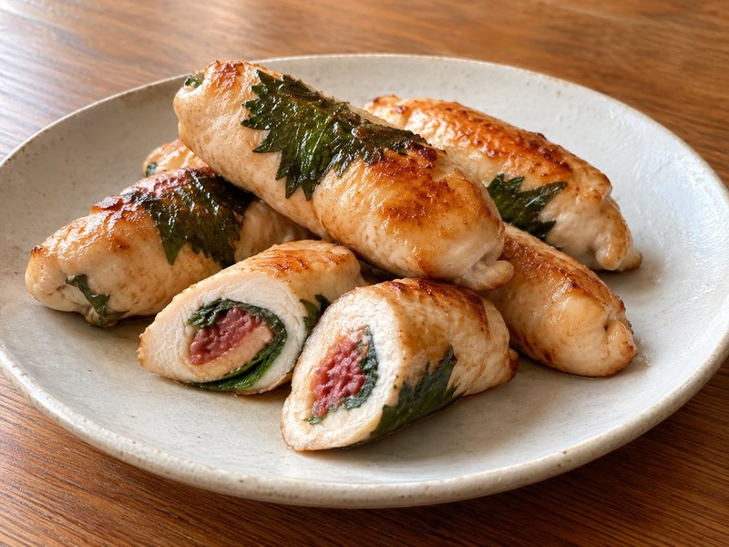 ささみの梅しそ巻き焼きの完成イメージ