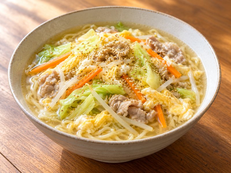 野菜たっぷり塩ラーメンの完成イメージ