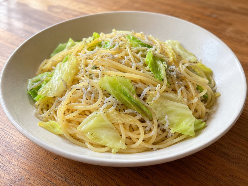 しらすとキャベツのオイルパスタの完成イメージ