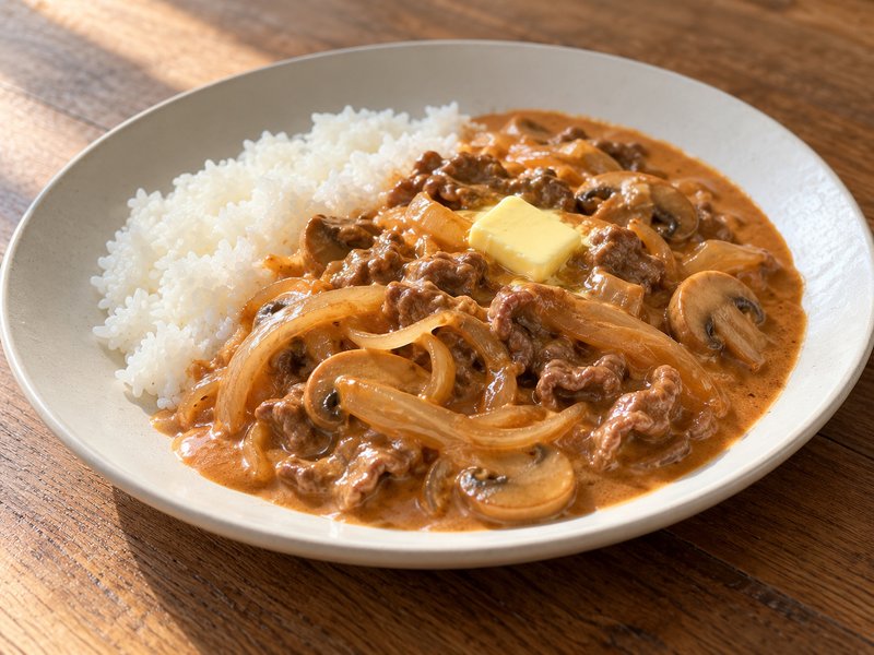 ビーフストロガノフの完成イメージ