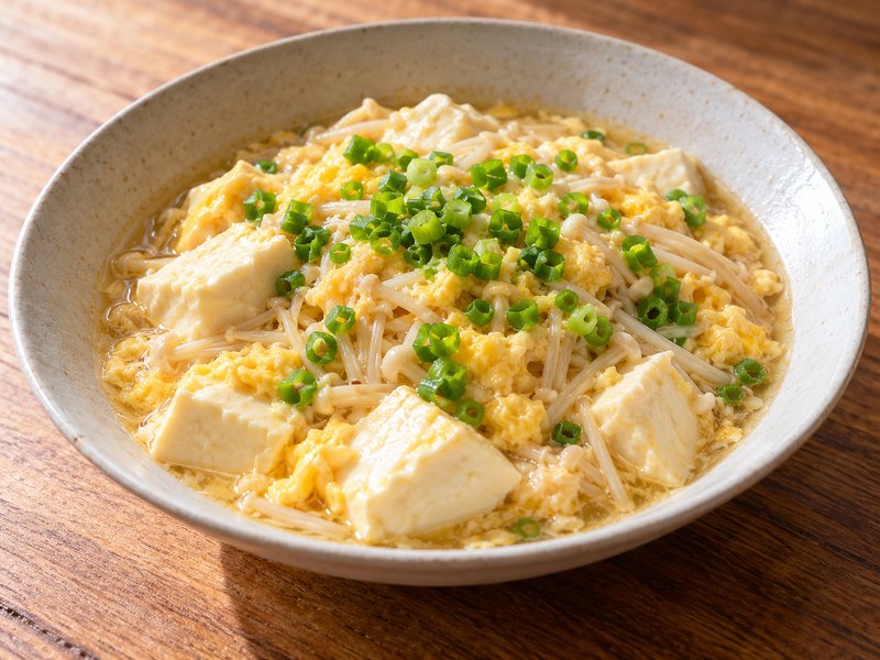 豆腐とえのきの卵とじの完成イメージ