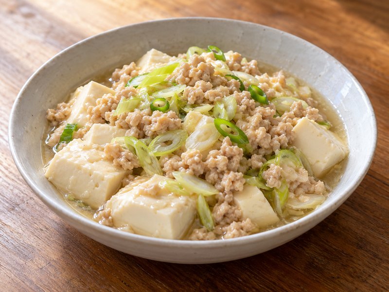 豆腐と鶏ひき肉のレンジ中華蒸しの完成イメージ
