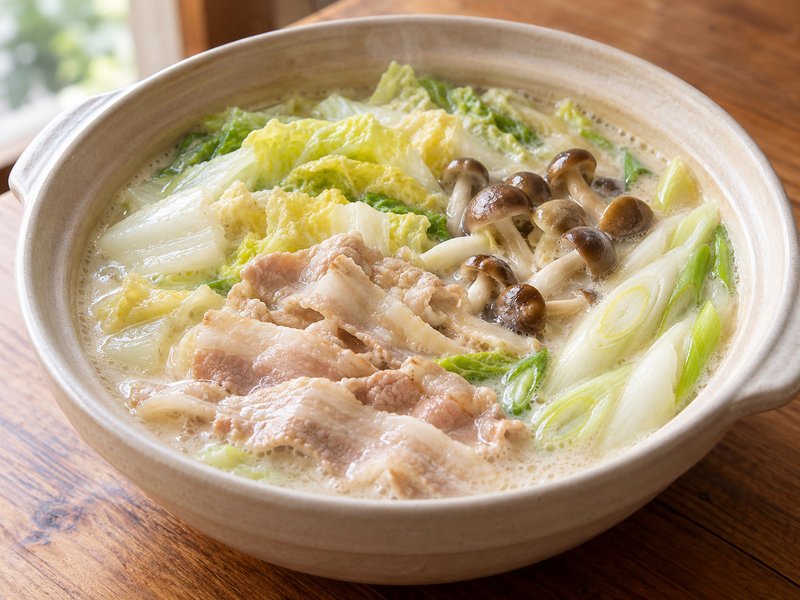 豚バラと白菜の豆乳鍋の完成イメージ