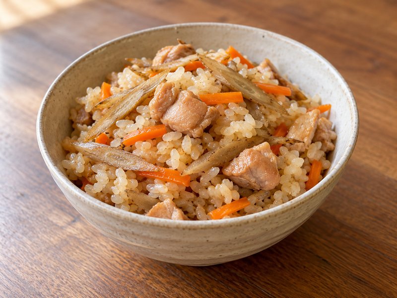 鶏ごぼうの混ぜごはんの完成イメージ