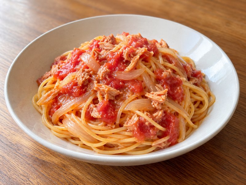 ツナとトマト缶のパスタの完成イメージ