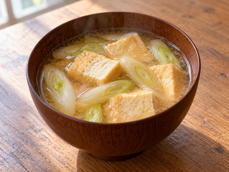厚揚げと長ねぎの味噌汁の完成イメージ