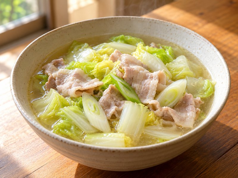 白菜と豚バラの塩スープの完成イメージ
