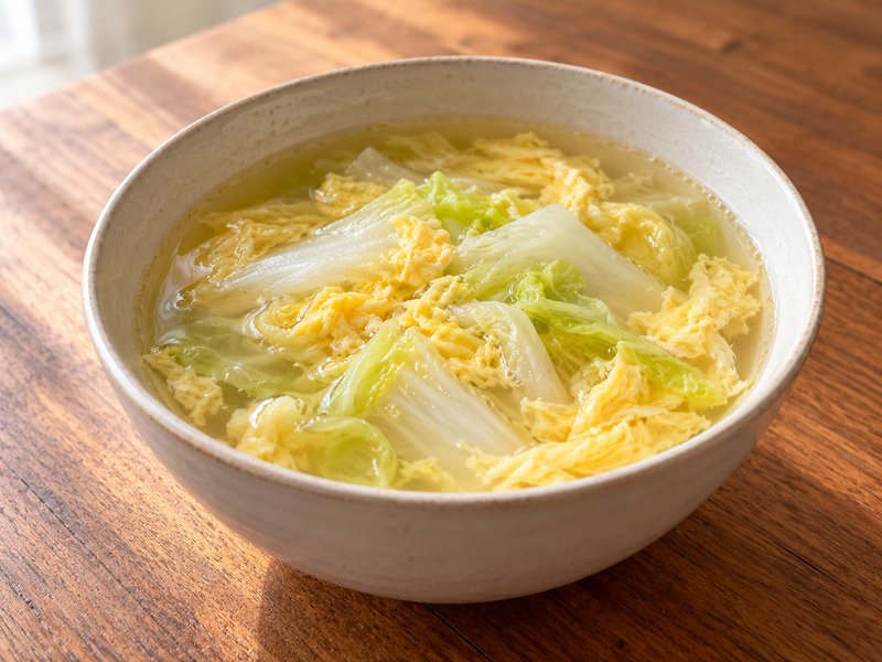 白菜と卵の中華スープの完成イメージ