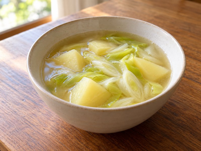 じゃがいもと長ねぎのスープの完成イメージ