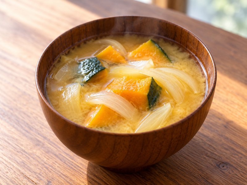 かぼちゃの味噌汁の完成イメージ