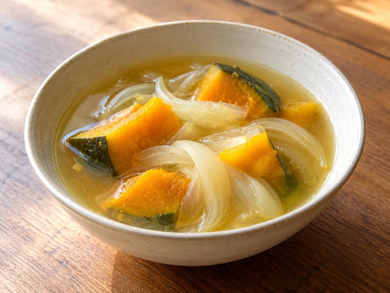 かぼちゃと玉ねぎの塩スープの完成イメージ