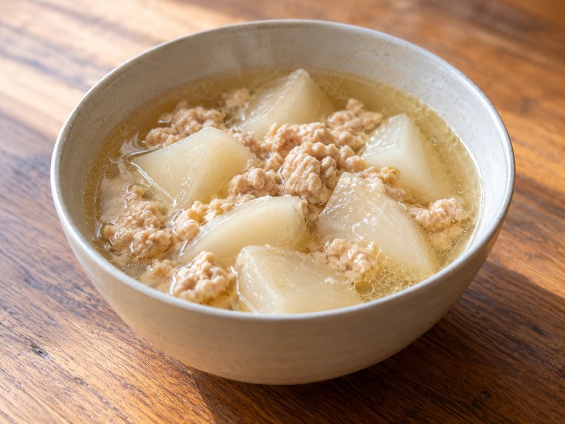 かぶと鶏ひき肉の塩中華スープの完成イメージ