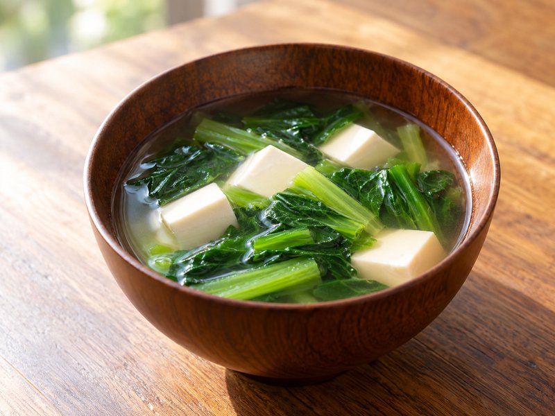 小松菜と豆腐のすまし汁の完成イメージ