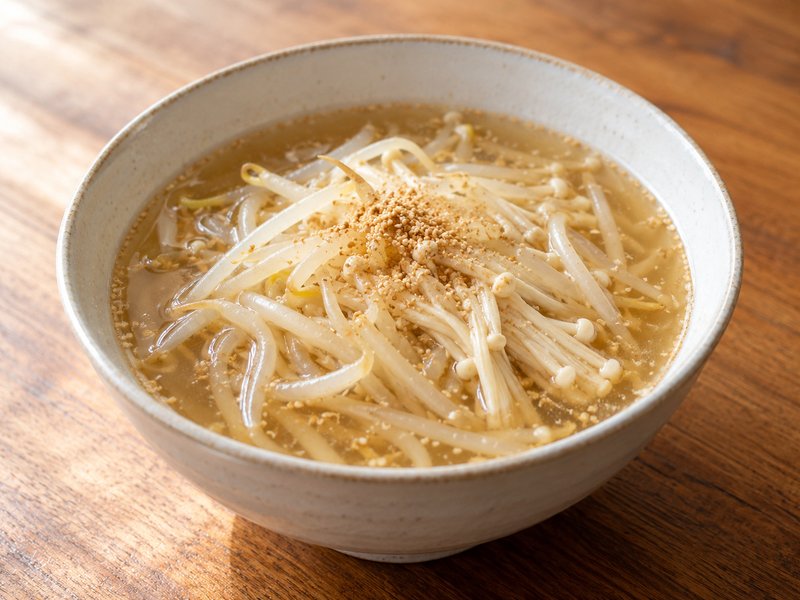 もやしとえのきのごまスープの完成イメージ