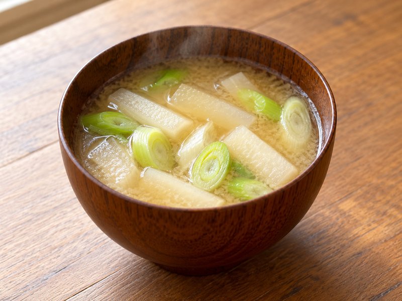 長いもと長ねぎの味噌汁の完成イメージ