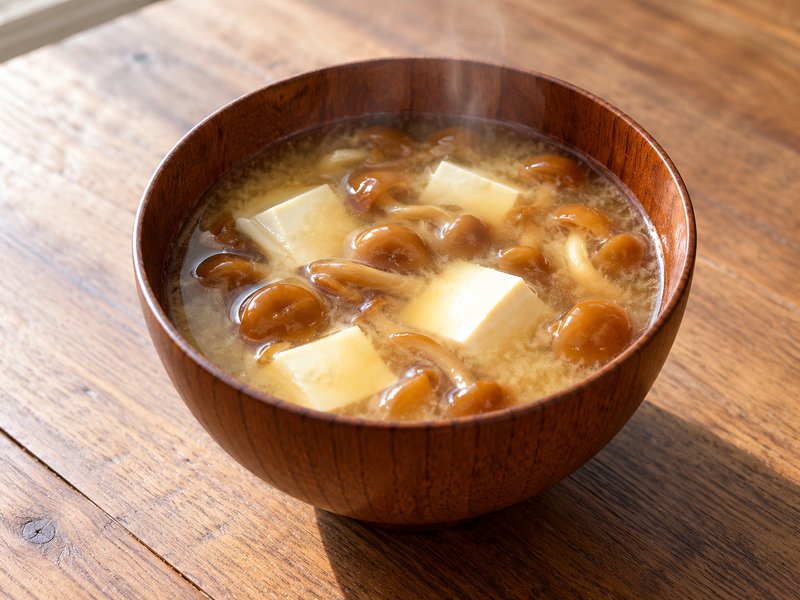 なめこと豆腐の味噌汁の完成イメージ